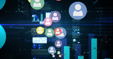 Image of icons over statistics