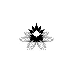 Abstract Black Flower Logo on White, Geometric Design, Minimalist Aesthetic