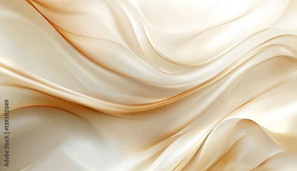 Poster elegant flowing silky satin fabric in soft cream and beige hues creating a luxurious backdrop : gene