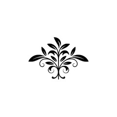 Elegant Black Leafy Ornament on White Background