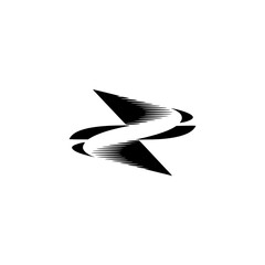 Abstract Black and White Ribbon Logo Design on White Background