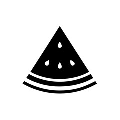 Minimal Watermelon Slice Icon with Seeds and Triple Rind Lines in Flat Silhouette

