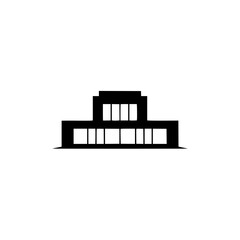 Obraz premium Minimalist Black and White Building Icon, Modern Architecture