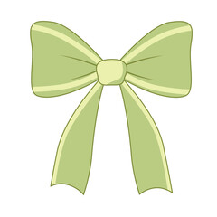 Soft green bow with wide petals for spring celebrations, eco-friendly gift wrapping, cards, wedding invitations.