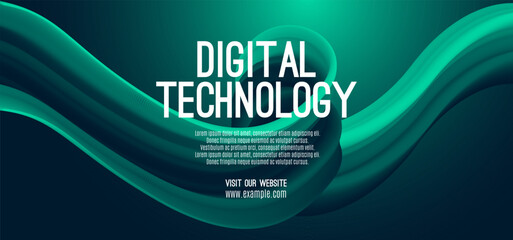 Digital technology internet network speed connection blue green background, cyber nano information, abstract communication, innovation future tech data, Ai big data lines dots, illustration vector 3d