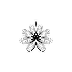Elegant Minimalist Flower Icon, Black and White, Vector Illustration
