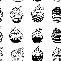 Pattern of Cupcake bath bombs vector icons, Cupcake bath bombs pattern illustration