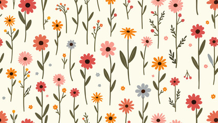 seamless pattern with red poppies