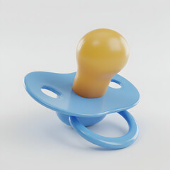 Baby Pacifier Blue  Yellow 3D Render