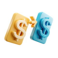 Obraz premium dollar symbols yellow and blue, representing currency exchange and financial transactions, convey sense of economic