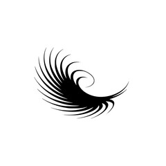Abstract Black Feather Swirl on White: Elegant Vector Graphic