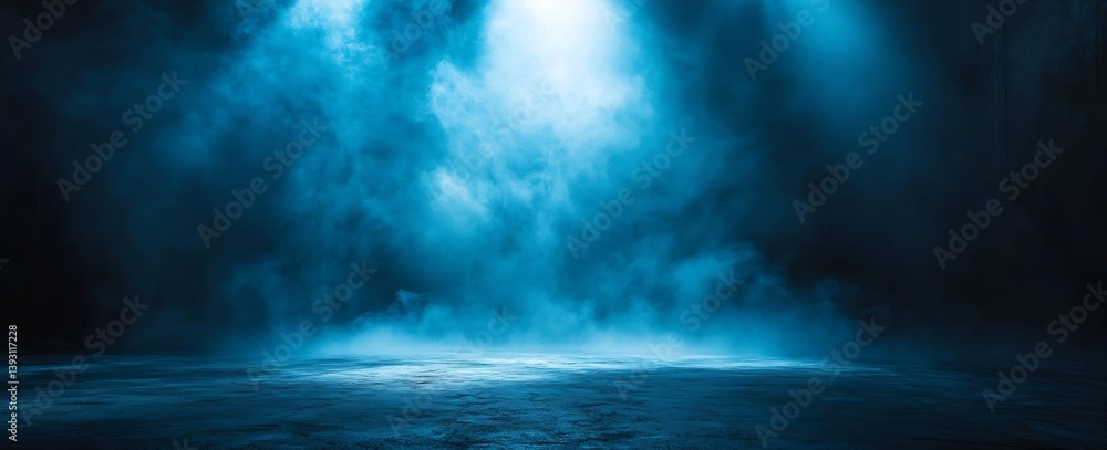 Poster abstract dark blue foggy background mystical light smoke texture backdrop studio stage space empty s