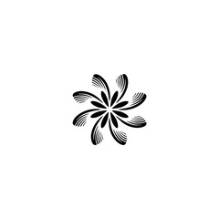 Black Floral Mandala on White Background, Minimalist Design