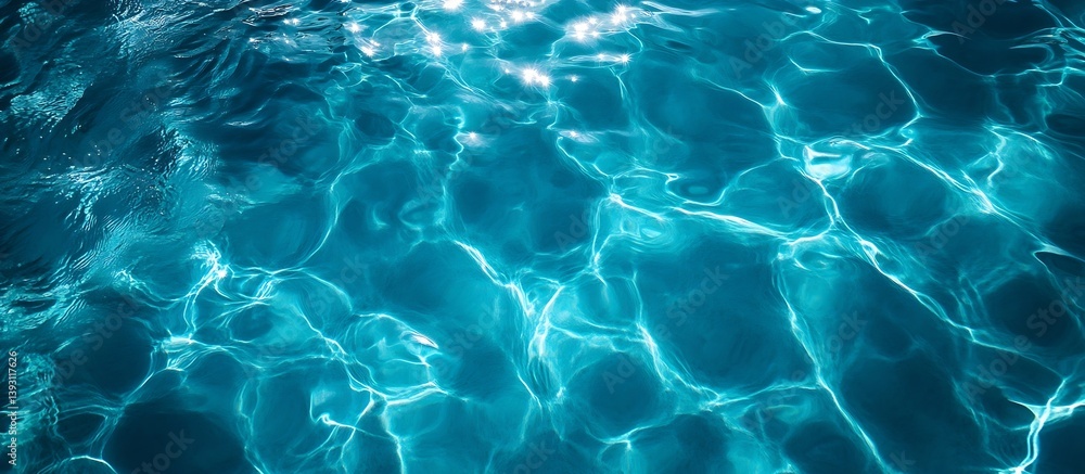 Poster blue water surface with sun reflections ripples and light for abstract marine backgrounds : generati