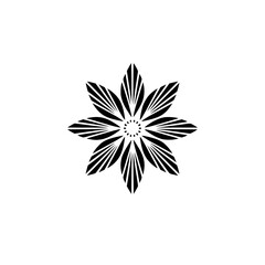 Geometric Flower Icon, Black and White, Minimalist Floral Design