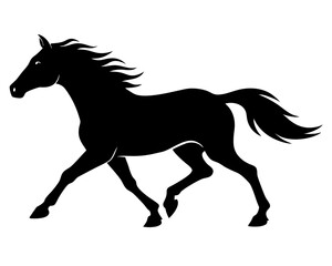 Running Horse Silhouette Vector & Wild Galloping Animal SVG Icon