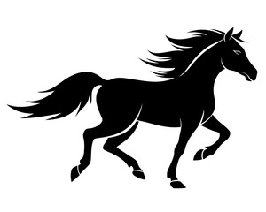 Running Horse Silhouette Vector & Wild Galloping Animal SVG Icon