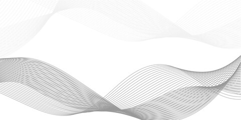 Abstract grey, white smooth element swoosh speed wave modern stream transparent background. Abstract wave line for banner, template, wallpaper background with wave design. Vector illustration	