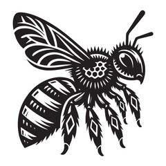 Africanized Bee silhouette black and white vector icon