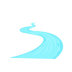 Winding blue river. Vector landscape illustration.