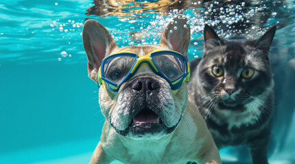 animal health pet exercises in the pool