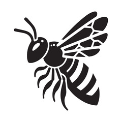 Africanized Bee silhouette black and white vector icon