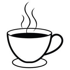 Coffee Cup Silhouette Art on White backlground