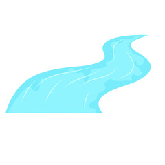 Winding blue river. Vector landscape illustration.