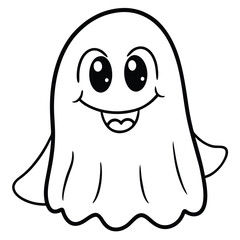 Halloween coloring page, cartoon zombie and ghost vector illustration features happy smiling characters with cute design