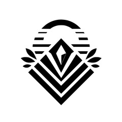 Geometric Art Deco Emblem in Black & White