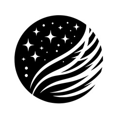 Abstract Celestial Sphere Icon - Stars and Flowing Lines