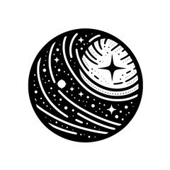 Celestial Mandala: Black & White Starry Universe Design