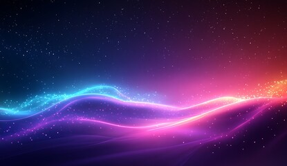 Fototapeta premium Captivating waves of neon colors cascading in a smooth flow over a dark background for a stunning visual effect : Generative AI