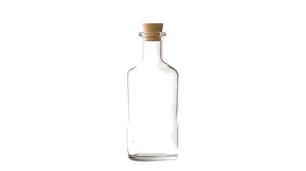 A medical glass bottle containing a transparent liquid, sealed with a cap, placed on a white background.