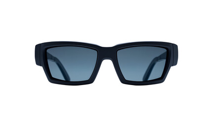A sleek pair of black 3D movie glasses with a modern frame design, neatly placed on a white background.