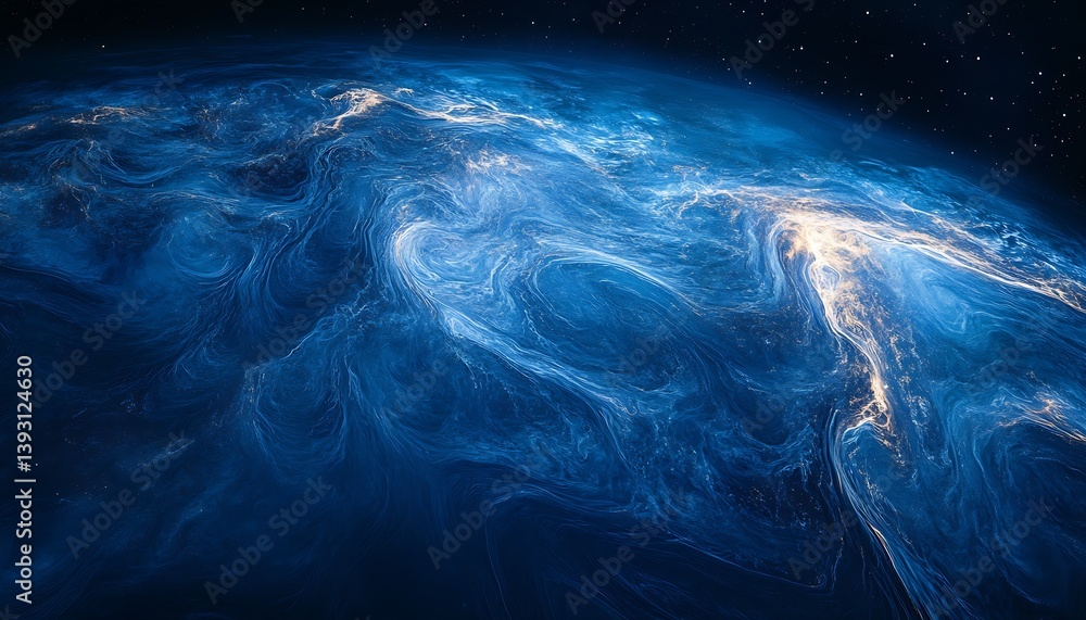 Aufkleber stunning swirling patterns of vibrant blue representing a mesmerizing cosmic ocean view in space : g