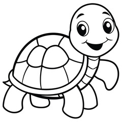  A turtle cartoon character illustration shows a cheerful reptile with a cute shell
