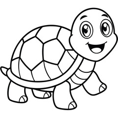  A turtle cartoon character illustration shows a cheerful reptile with a cute shell