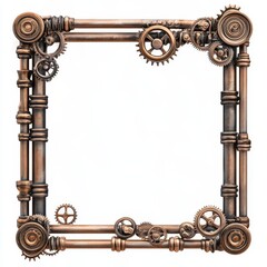 Steampunk copper frame with gears and cogs