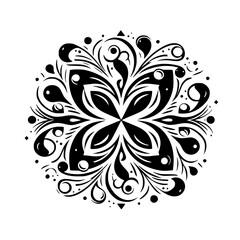 Elegant Black and White Floral Mandala Design, Vector Art