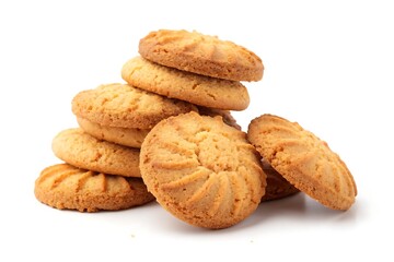 Stack of butter cookies isolated on white background