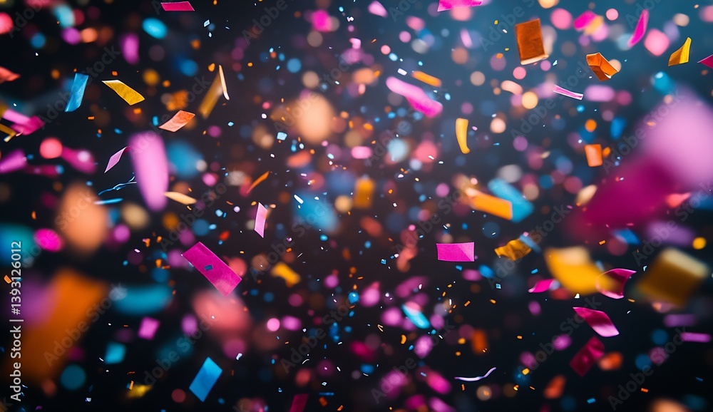 Aufkleber vibrant confetti raining down in a celebration atmosphere with colorful pieces floating in the air :