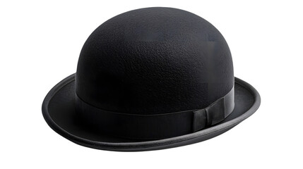 Black bowler hat on a white background