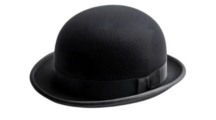 Black bowler hat on a white background