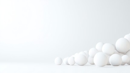 White Spheres Minimalist Studio Clean Render Low Angle Wide Shot Soft Shadows Gathering Composition Blank Background Pure White Tones Website Design
