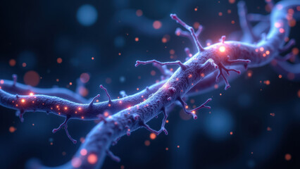 Obraz premium An artistic representation of a human VNS device with glowing effects on a microscopic level.