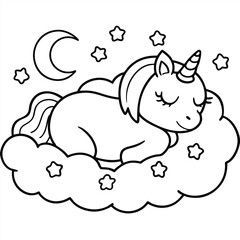 Cute cartoon baby cat and mouse illustration design with pink floral pattern on a happy sky cloud art coloring page