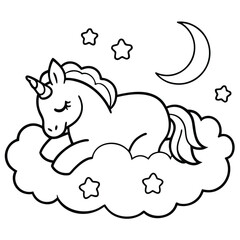 Cute cartoon baby cat and mouse illustration design with pink floral pattern on a happy sky cloud art coloring page