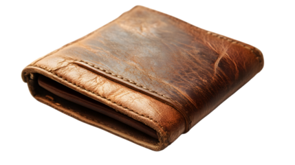 Brown leather wallet on a white background