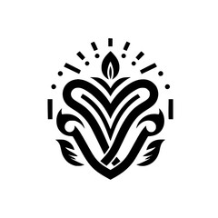 Elegant Black & White Heart Emblem Design, Minimalist Style